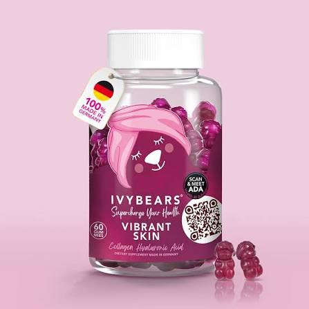 مکمل پاستیل کلاژن و هیالورونیک اسید آیوی بیرز Ivybears Vibrant Skin بسته 60 عددی